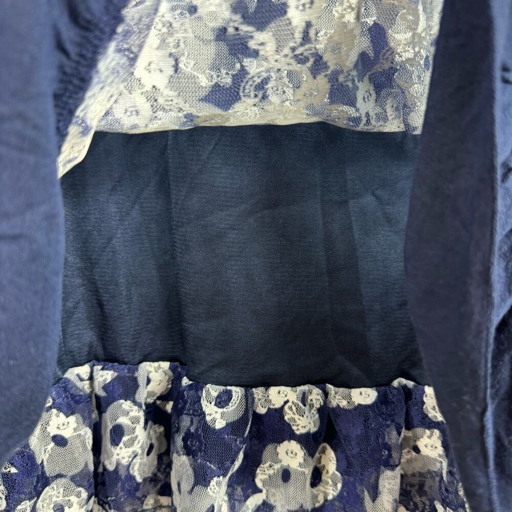 Simply Aster By Firmiana NWT Navy Blue Floral 3/4 Sleeve Ruffled‎ Blouse Size 2X - Picture 4 of 9